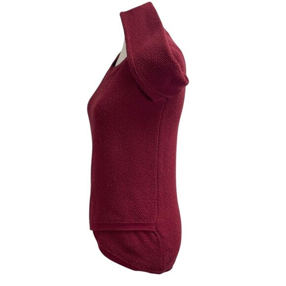 Madewell Burgundy Crewneck sweater, XS. Thermal waffle knit Cross front red warm - Picture 4 of 12